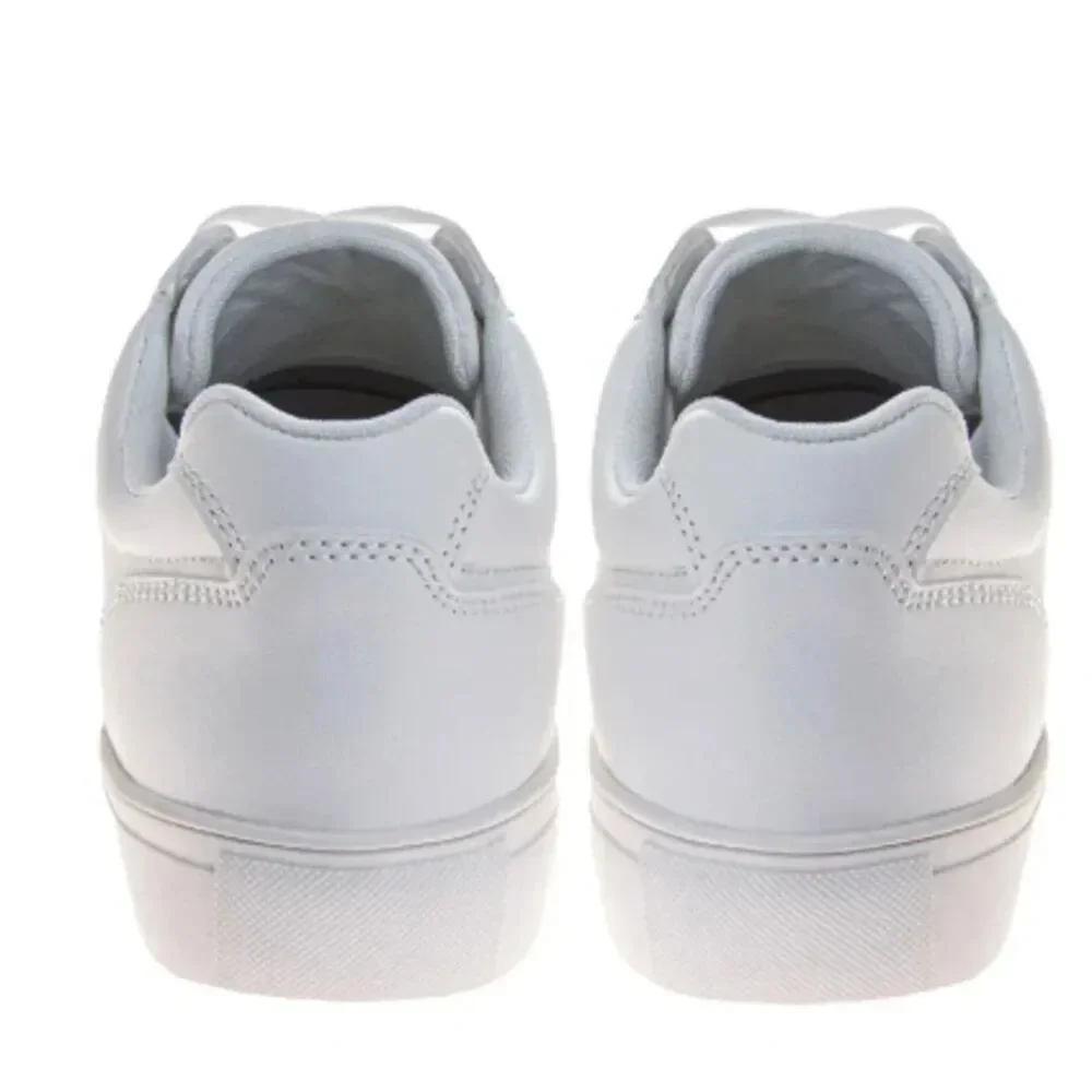 NIB Perry Ellis Mens Size 10.5 White Faux Leather Lace Up Low Top Sneaker Shoes